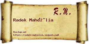 Radek Mahália névjegykártya